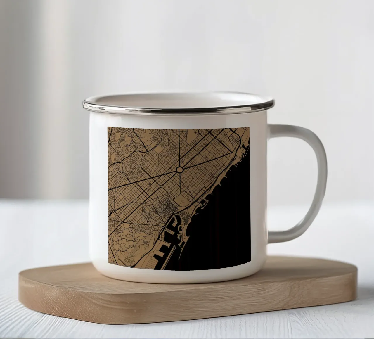 Barcelona Brown tazza in smalto da Urban Maps