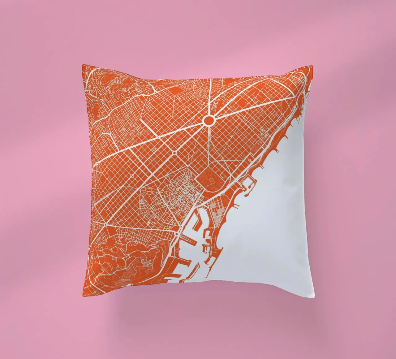 Barcelona Red cuscino da Urban Maps