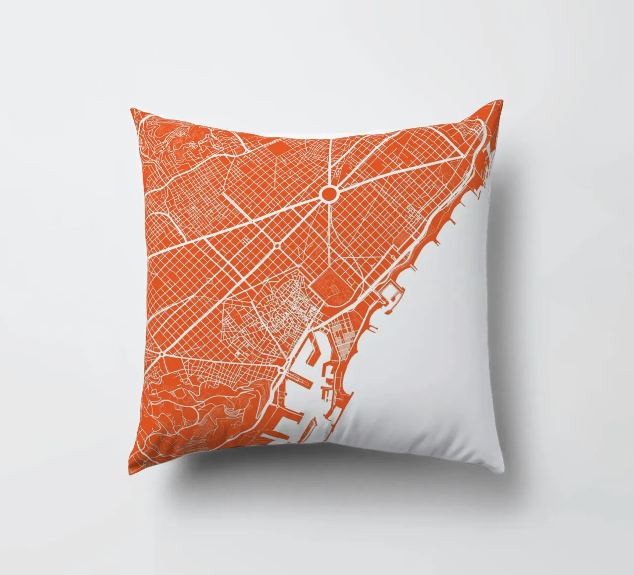 Barcelona Red cuscino da Urban Maps