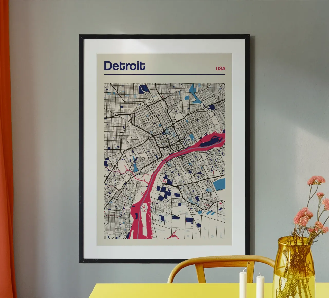 Blocco di Detroit poster con telaio in legno da MOOODZART