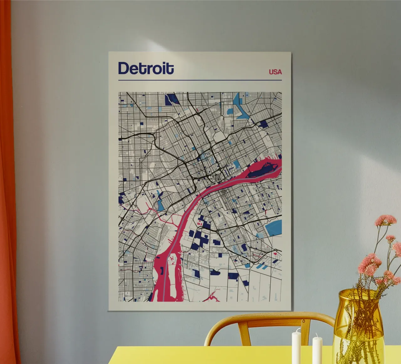 Blocco di Detroit poster con telaio in legno da MOOODZART