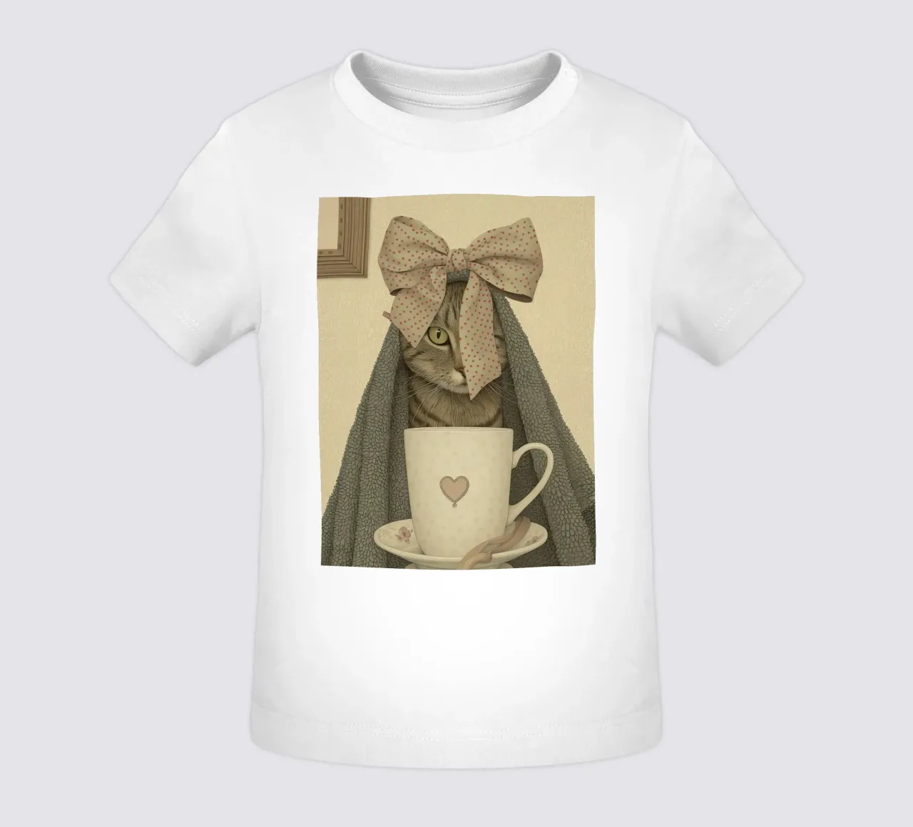 Morning Meow-ments with a Cup of Love baby t-shirt by Rustic Grace Studio 02