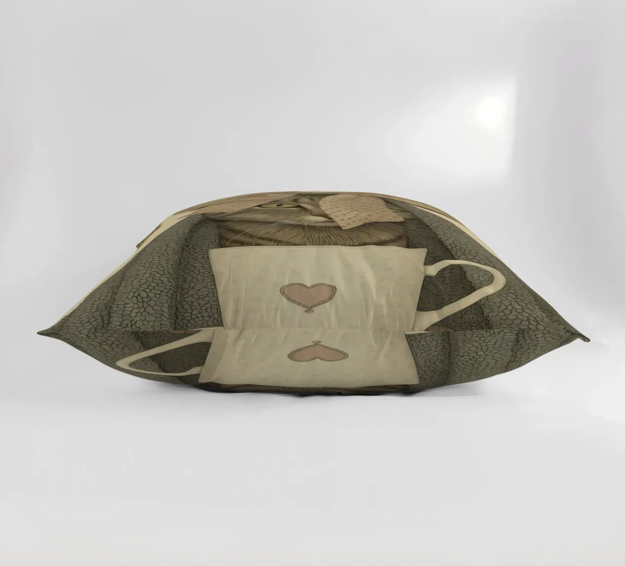 Miao mattutino con una tazza d'amore cuscino da Rustic Grace Studio 02