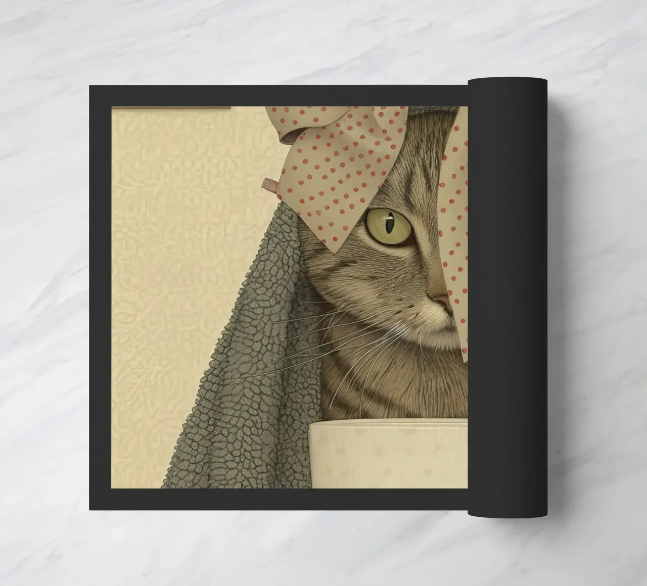 Miao mattutino con una tazza d'amore zerbino da Rustic Grace Studio 02