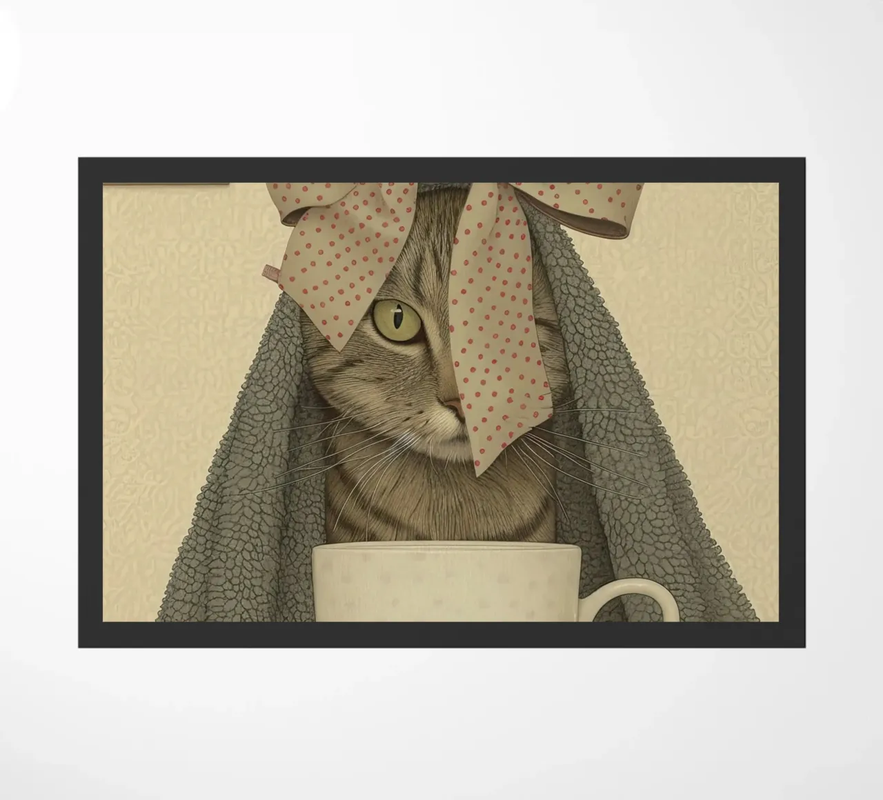 Miaou du matin avec une tasse d'amour paillasson de Rustic Grace Studio 02