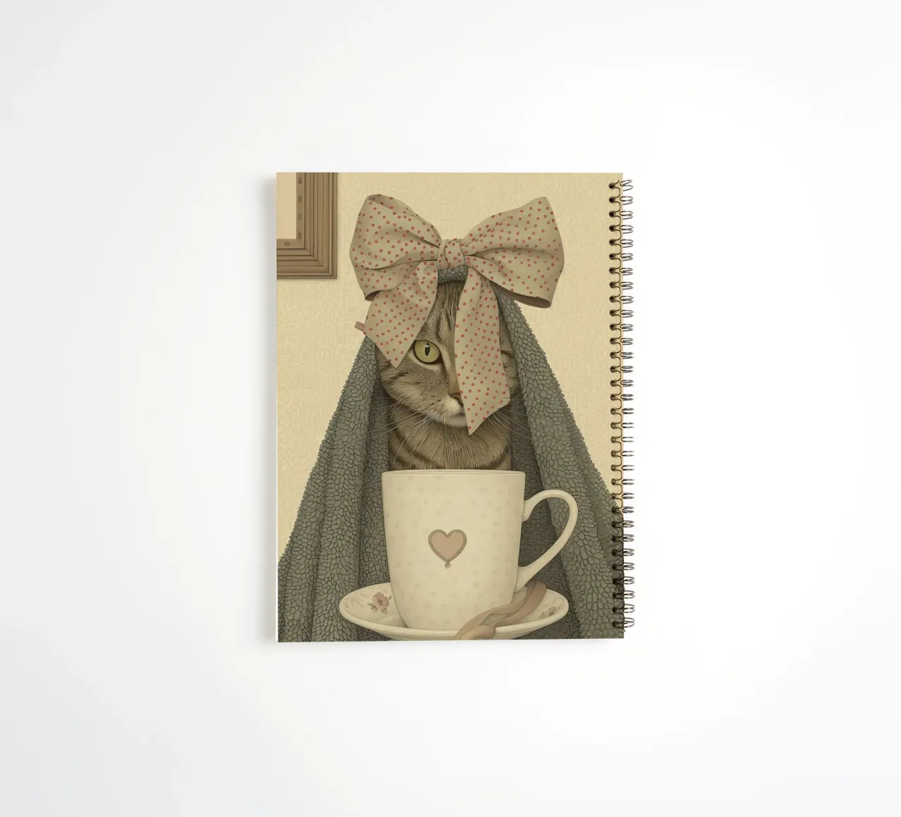 Miao mattutino con una tazza d'amore diario ad anelli da Rustic Grace Studio 02