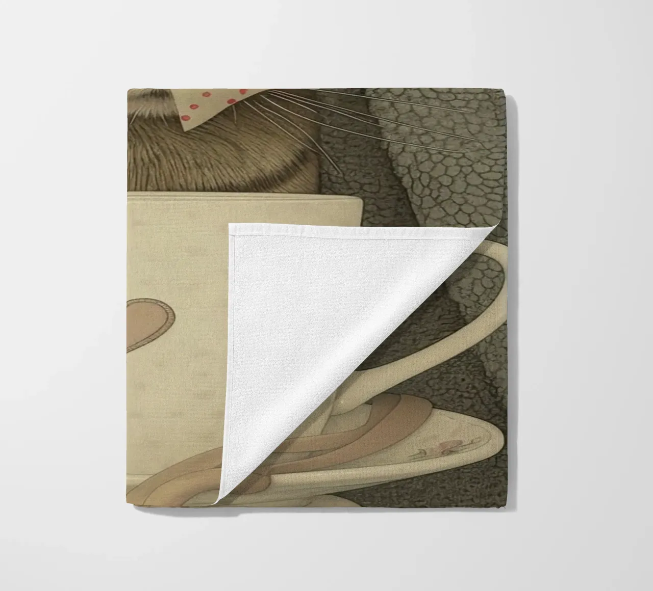 Miao mattutino con una tazza d'amore telo mare da Rustic Grace Studio 02