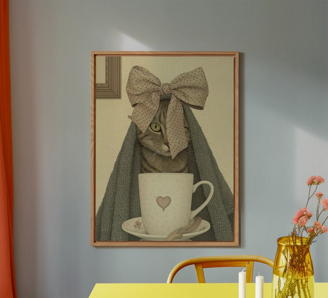 Miao mattutino con una tazza d'amore alluminio dibond da Rustic Grace Studio 02