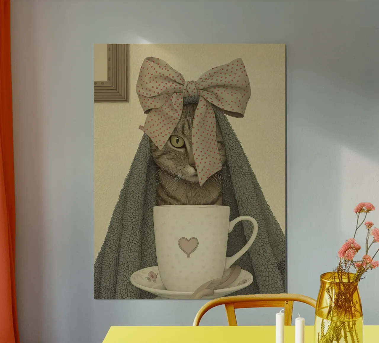 Miao mattutino con una tazza d'amore carta hahnemühle da Rustic Grace Studio 02