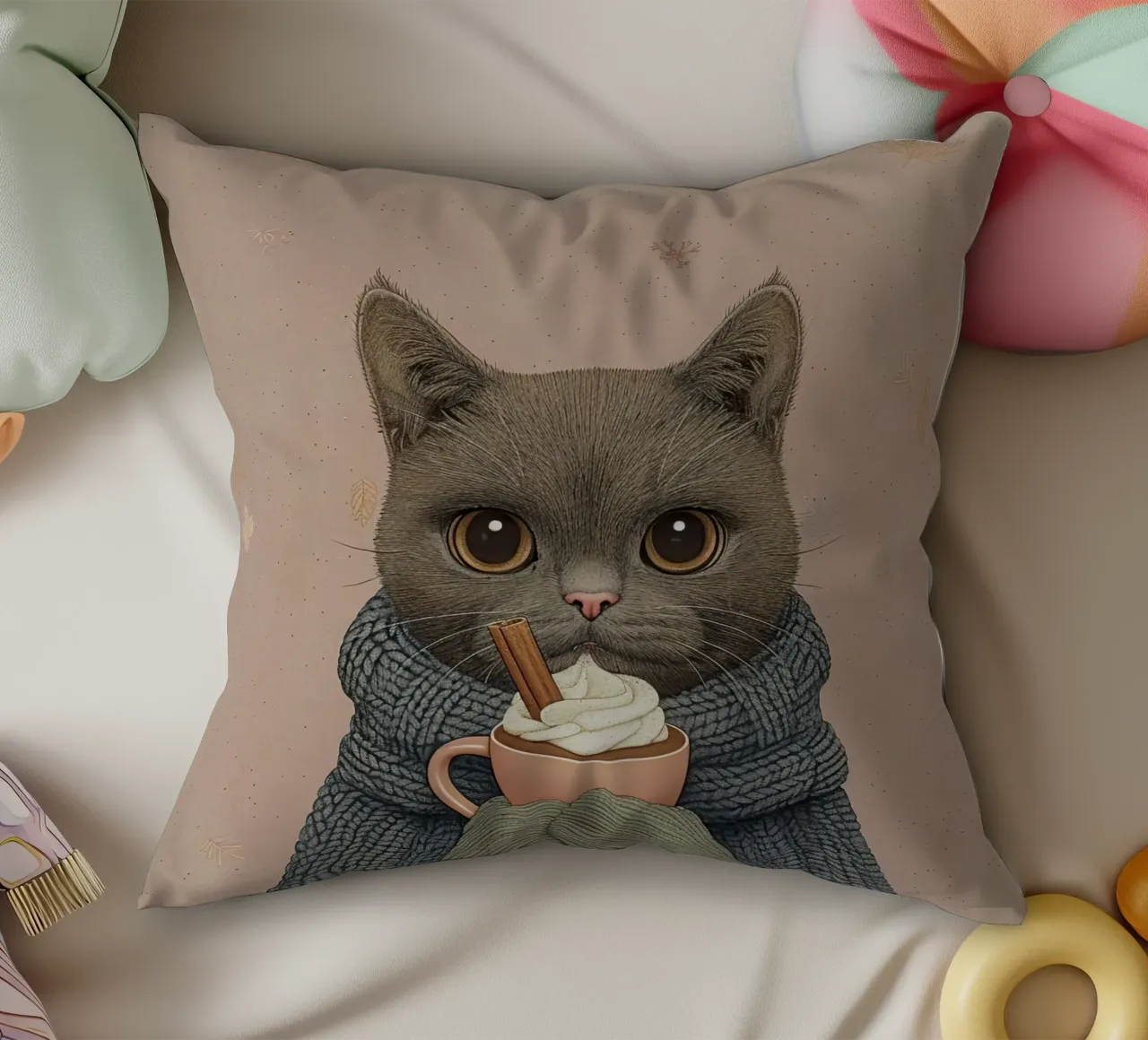 Calore invernale felino cuscino da Rustic Grace Studio 02