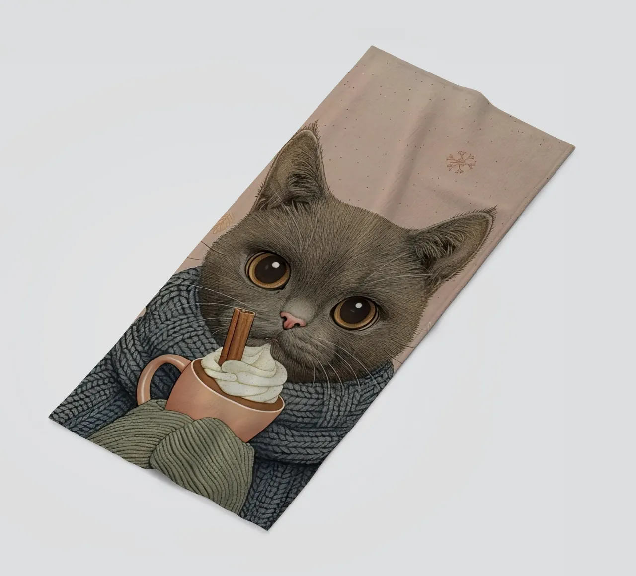 Calore invernale felino telo mare da Rustic Grace Studio 02