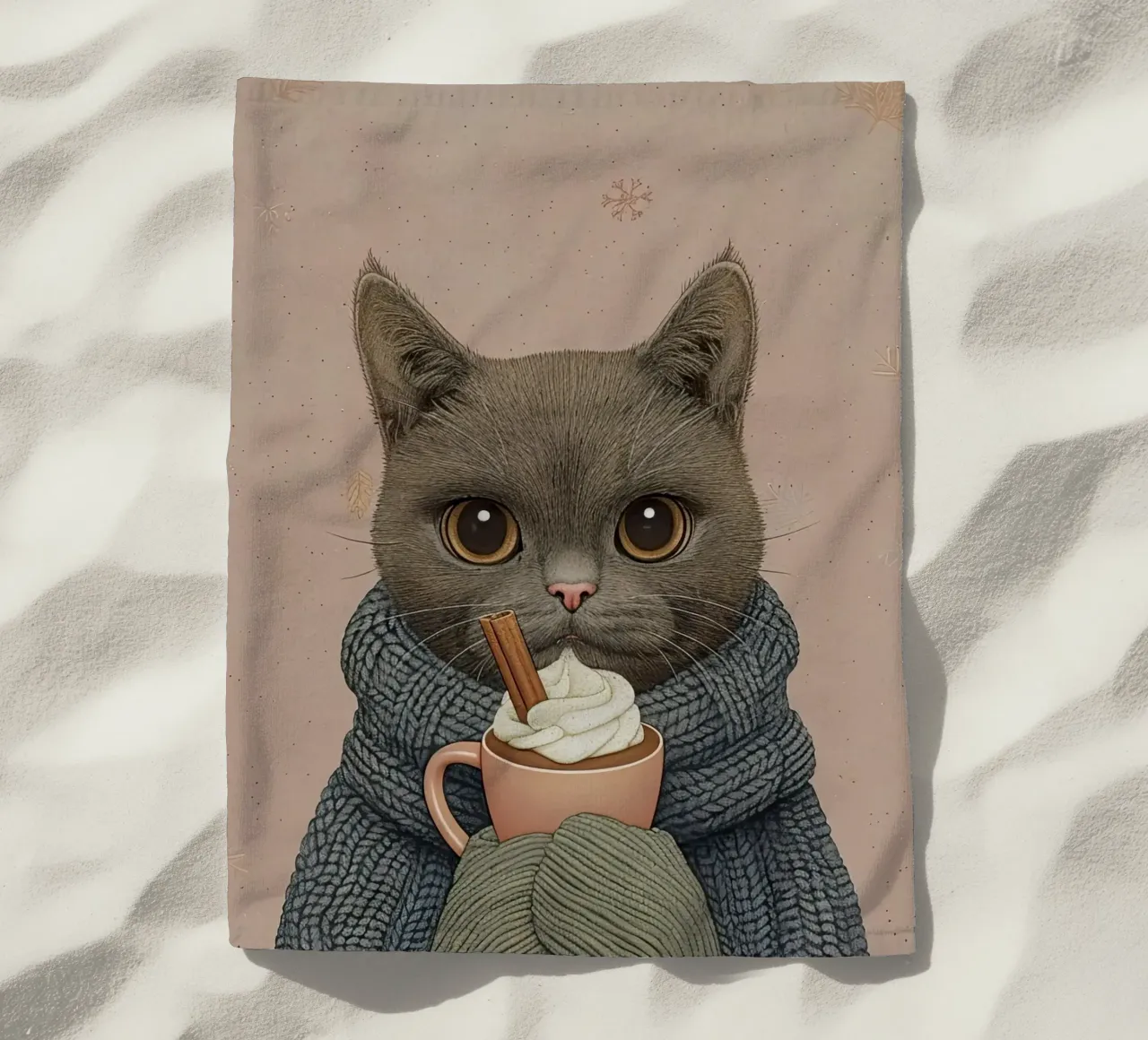 Calore invernale felino telo mare da Rustic Grace Studio 02