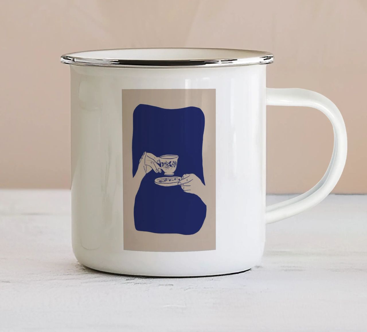 A Cup Of Tea emaille mok van ni-ja artboutique