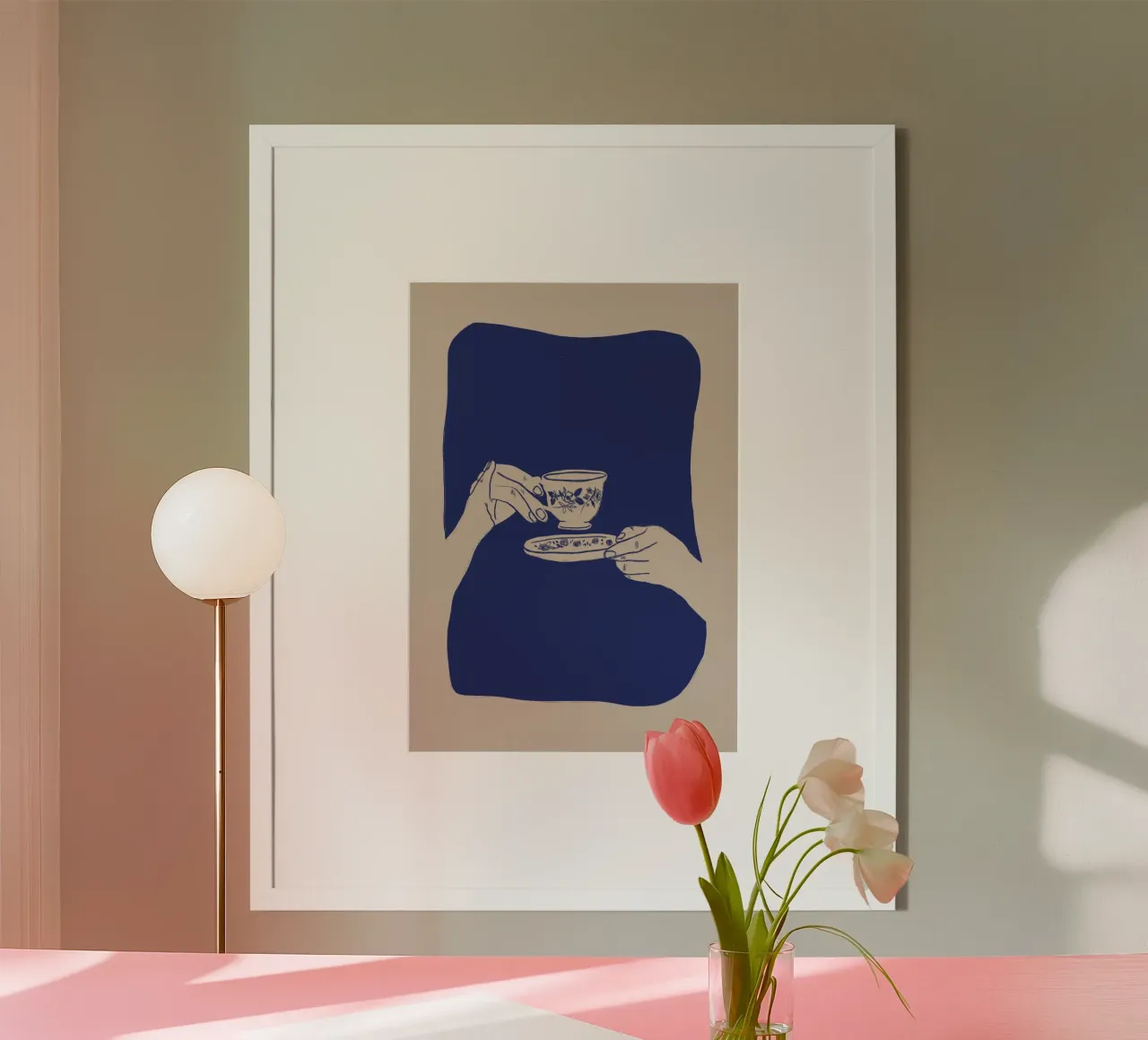A Cup Of Tea poster with wooden frame by ni-ja artboutique
