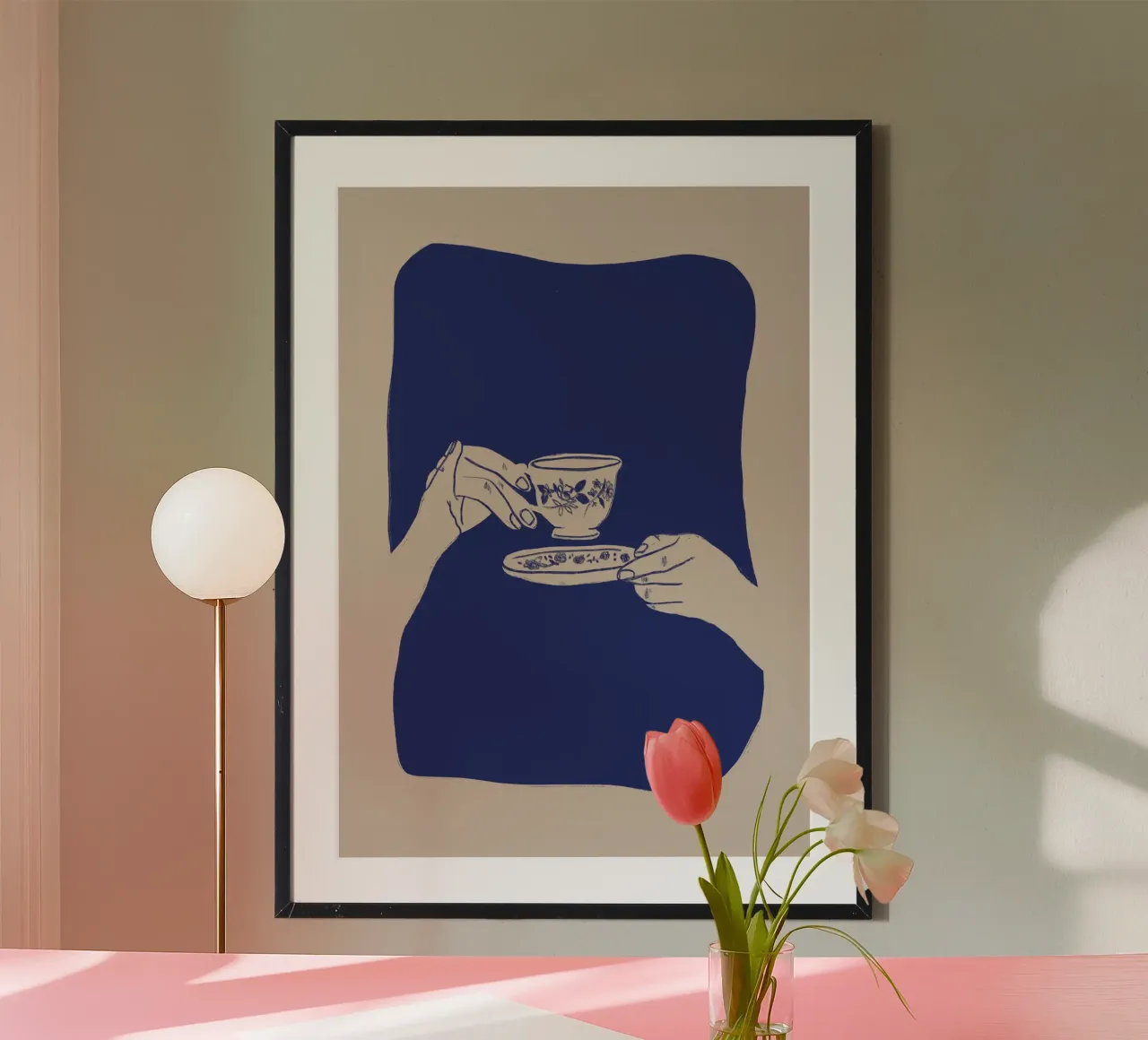 A Cup Of Tea poster with wooden frame by ni-ja artboutique
