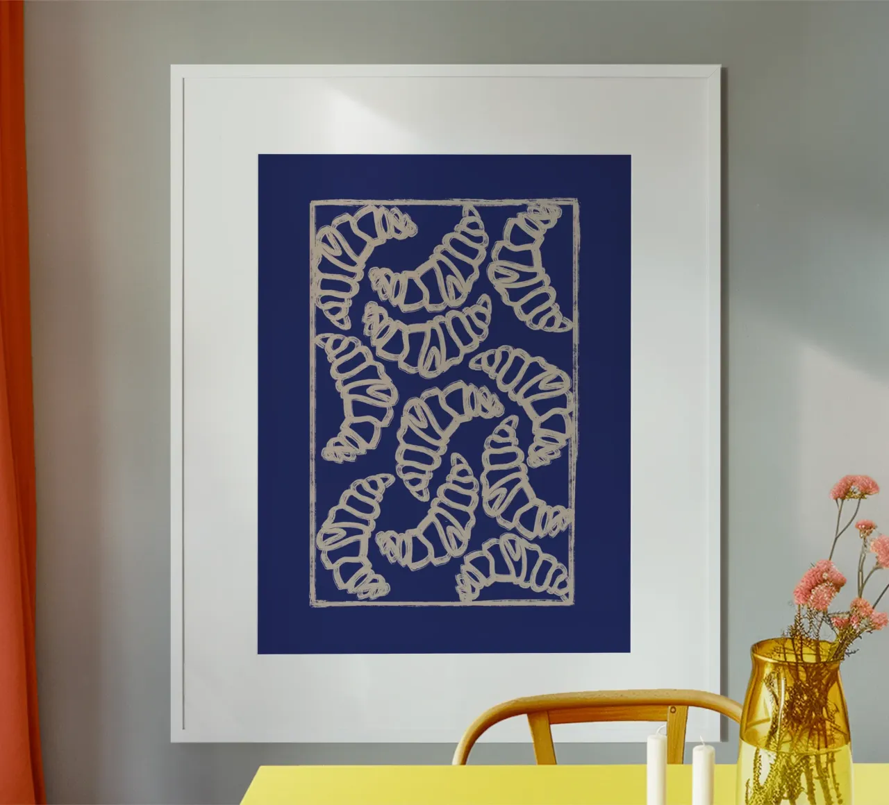 Love Croissants poster with plastic frame by ni-ja artboutique