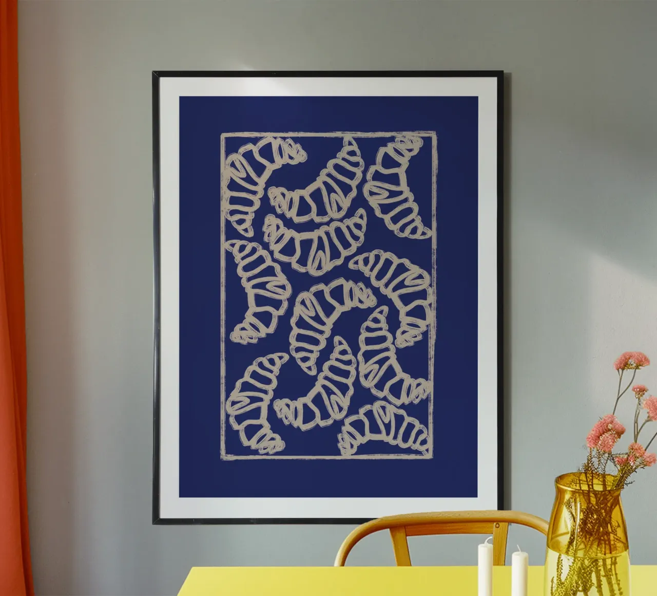 Love Croissants poster with plastic frame by ni-ja artboutique