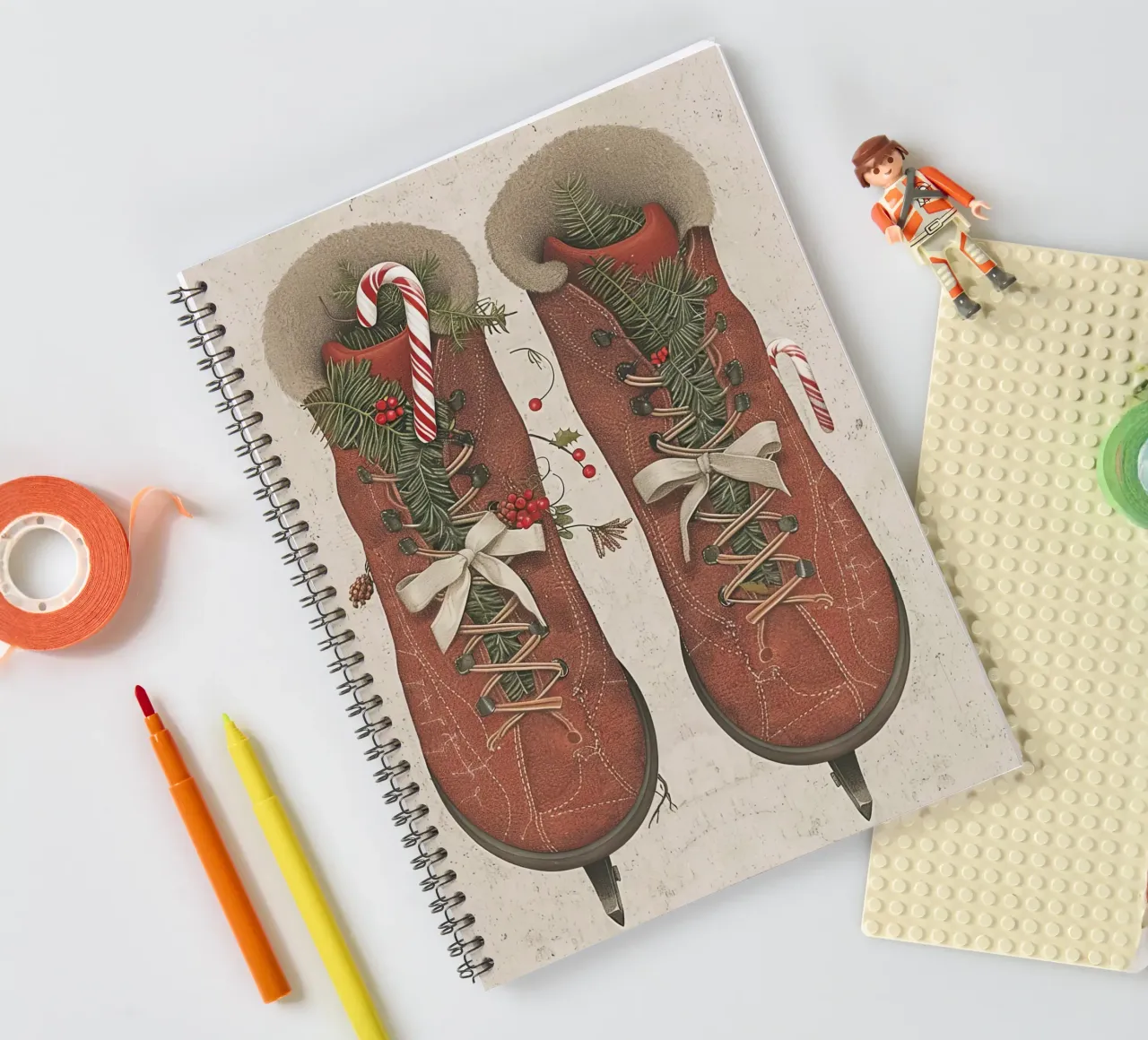 Holiday Skates Tied with Love spiral notebook by Rustic Grace Studio 02