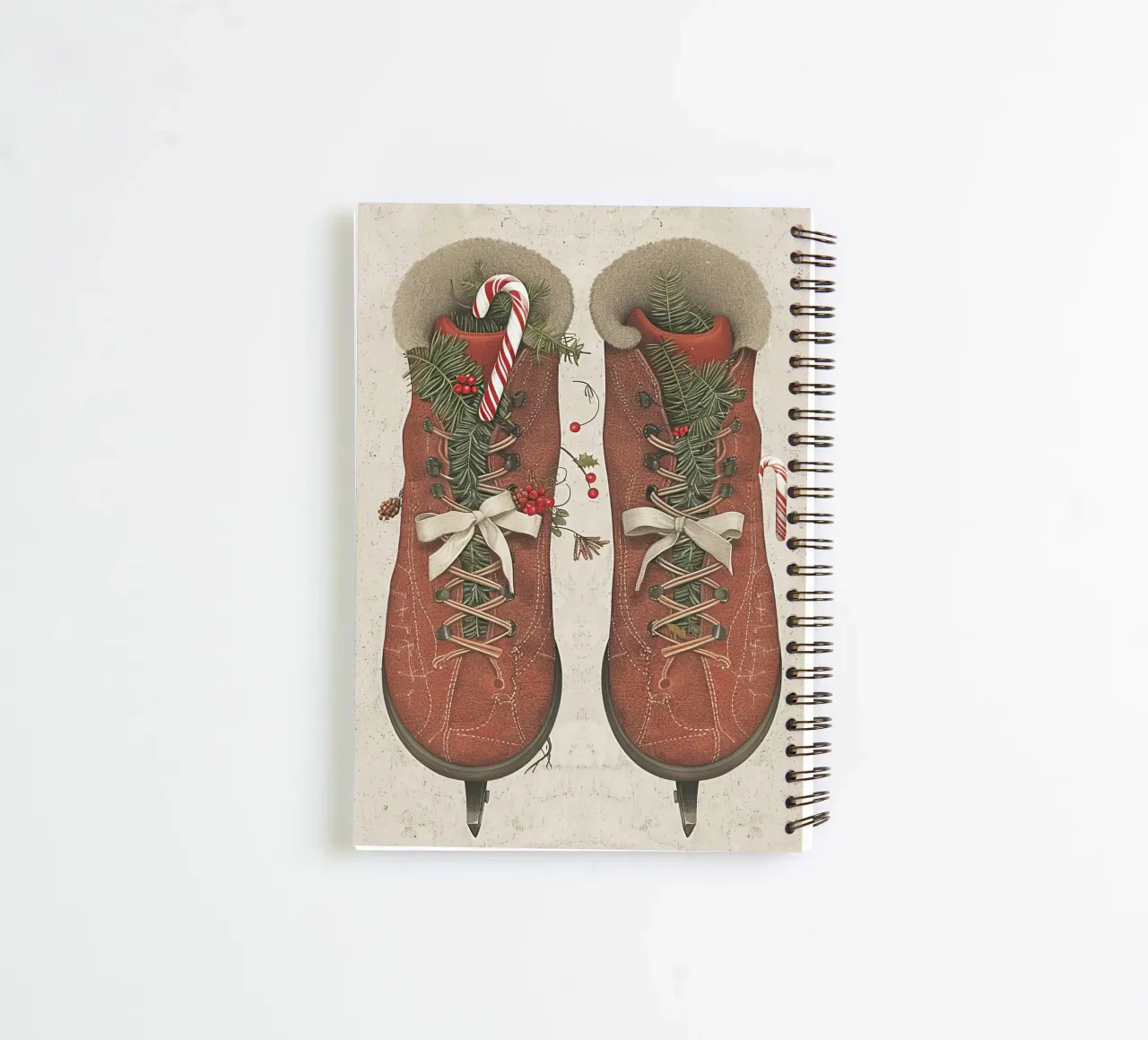 Holiday Skates Tied with Love spiral notebook by Rustic Grace Studio 02