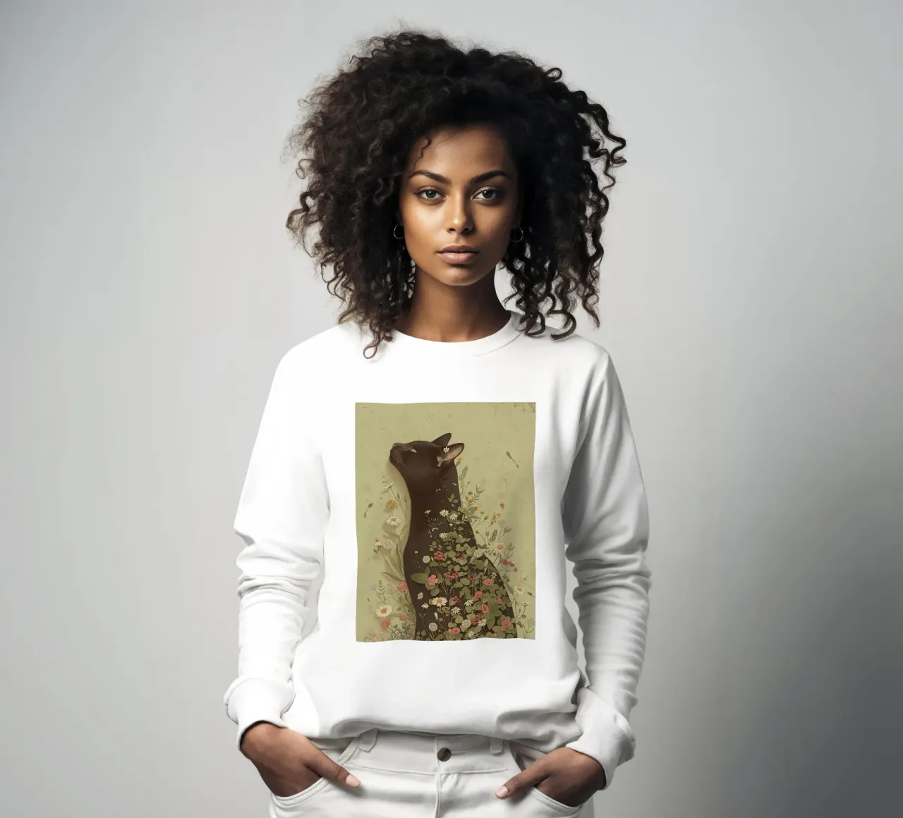 Botanischer Katzentraum Sweatshirt von Rustic Grace Studio 02