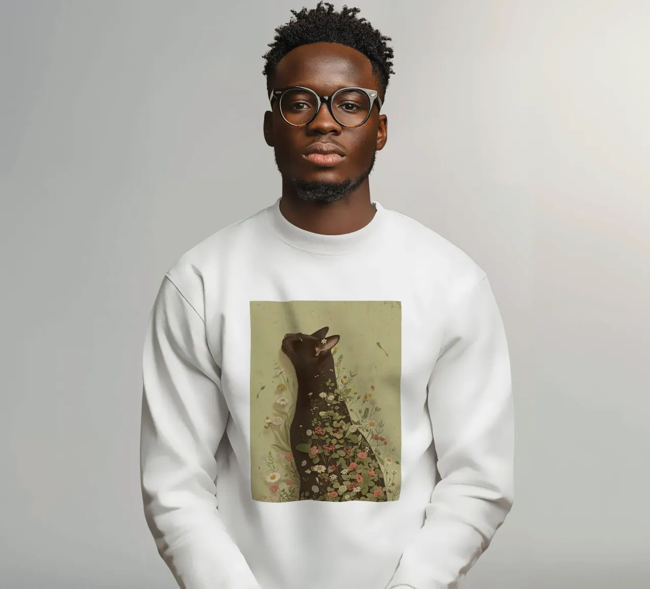 Botanische kattendroom sweatshirt van Rustic Grace Studio 02