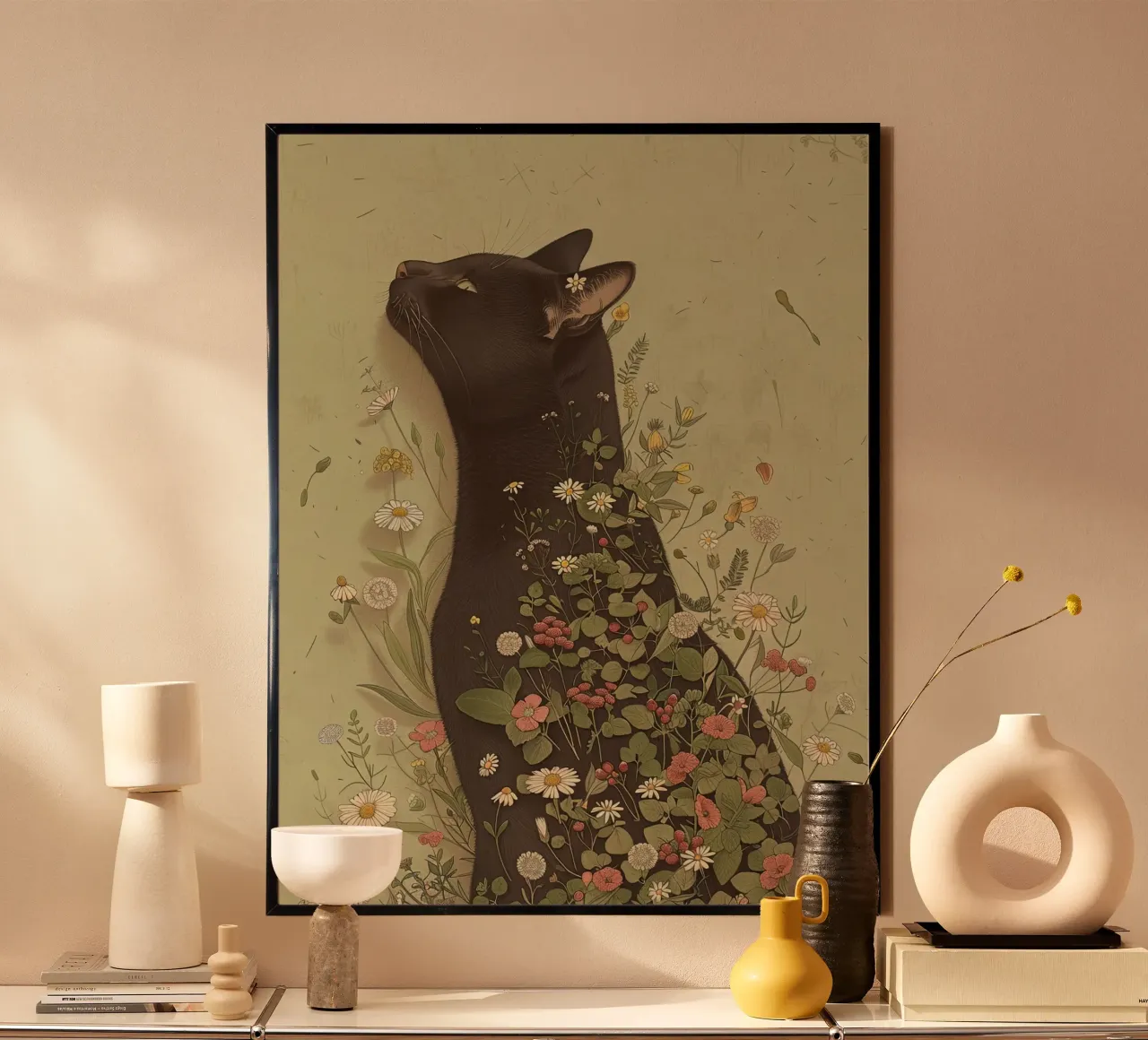 Sogno di gatto botanico carta hahnemühle da Rustic Grace Studio 02