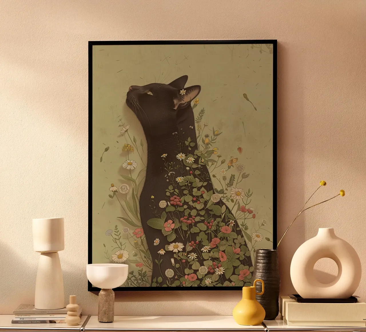 Sogno di gatto botanico carta hahnemühle da Rustic Grace Studio 02