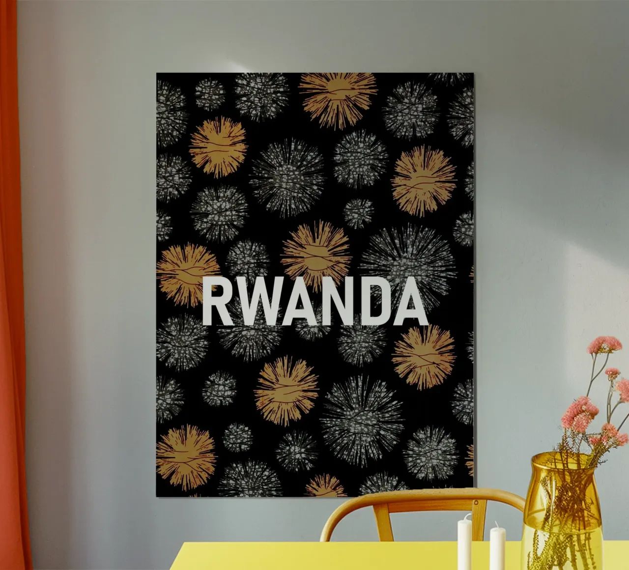 Rwanda poster con telaio in legno da Mathudace Créas