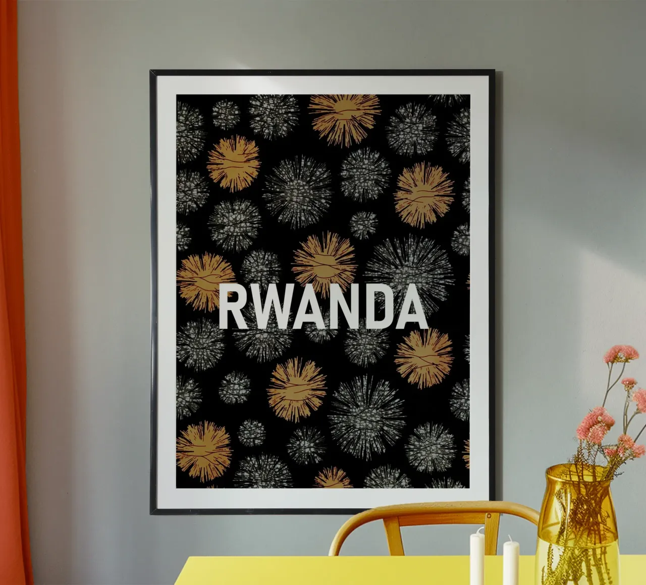 Rwanda poster con telaio in legno da Mathudace Créas