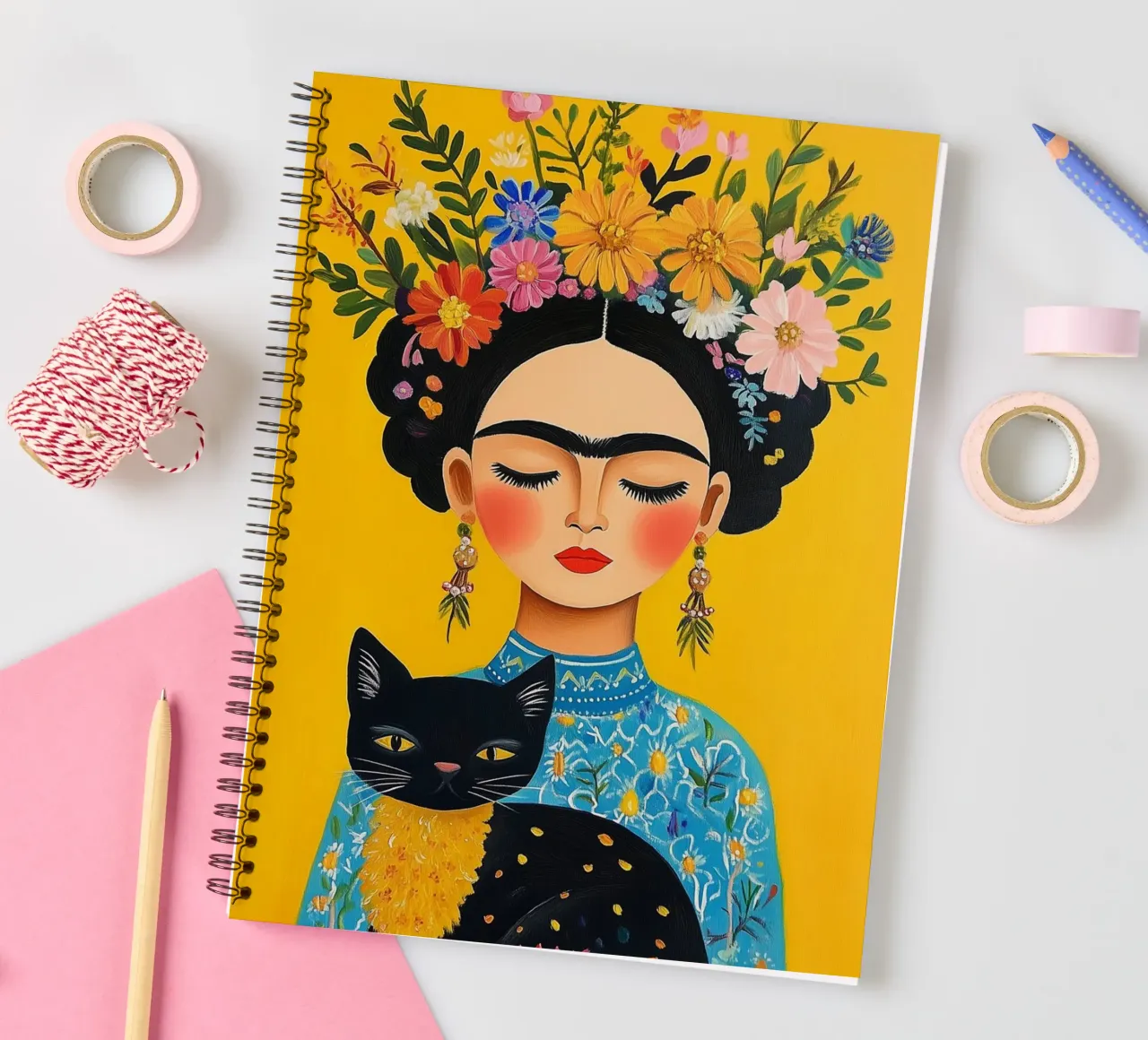 Frida's botanical elegance spiral notebook by Carinaprint