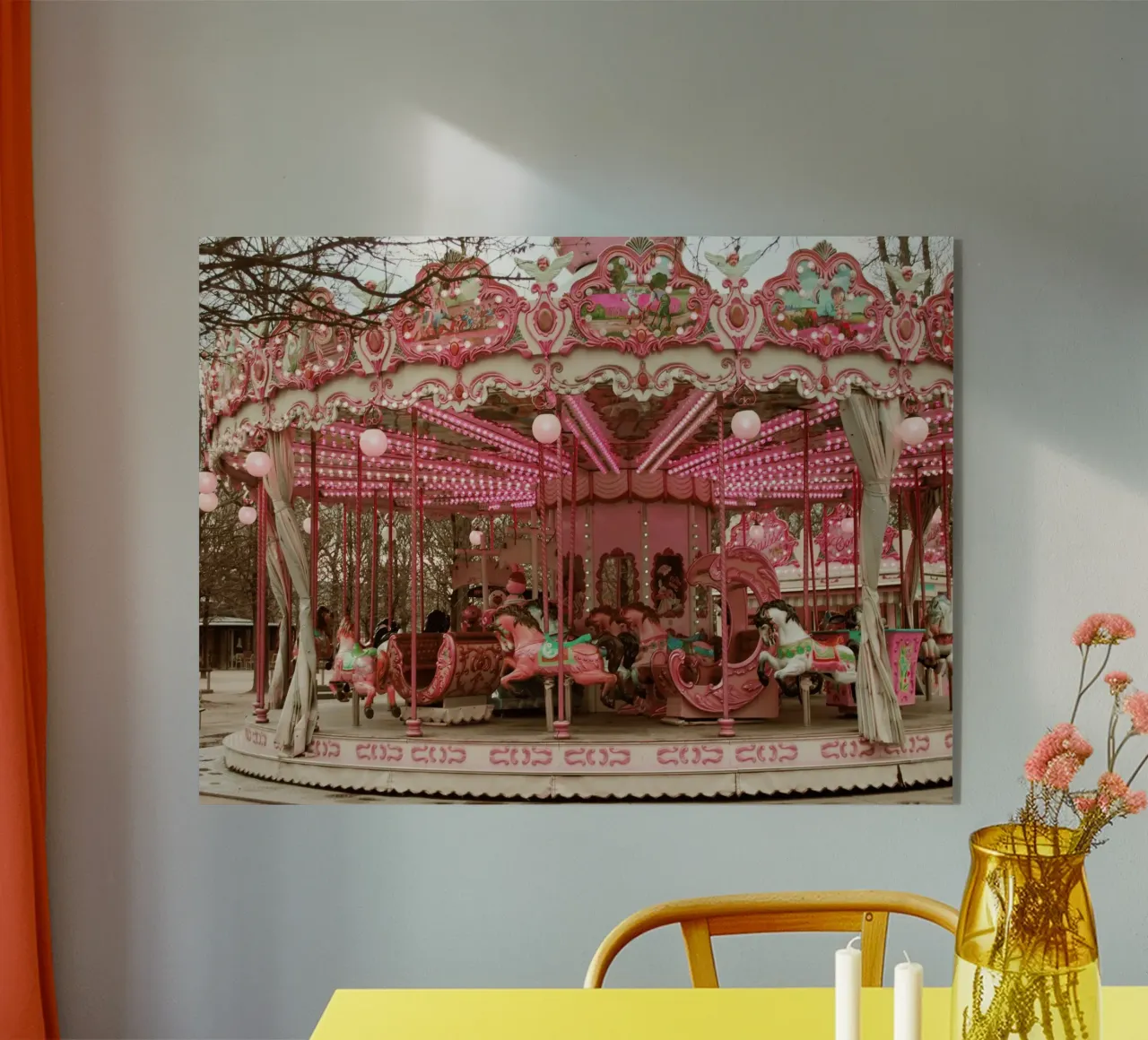 Pink Paris Carousel acrylic glass by GraceDigitalArtCo