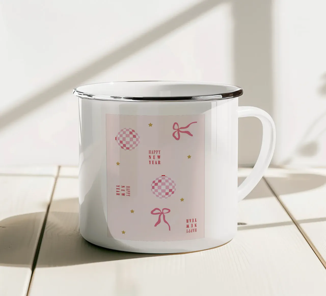 New Year Pattern Emaille Tasse von janamossmann