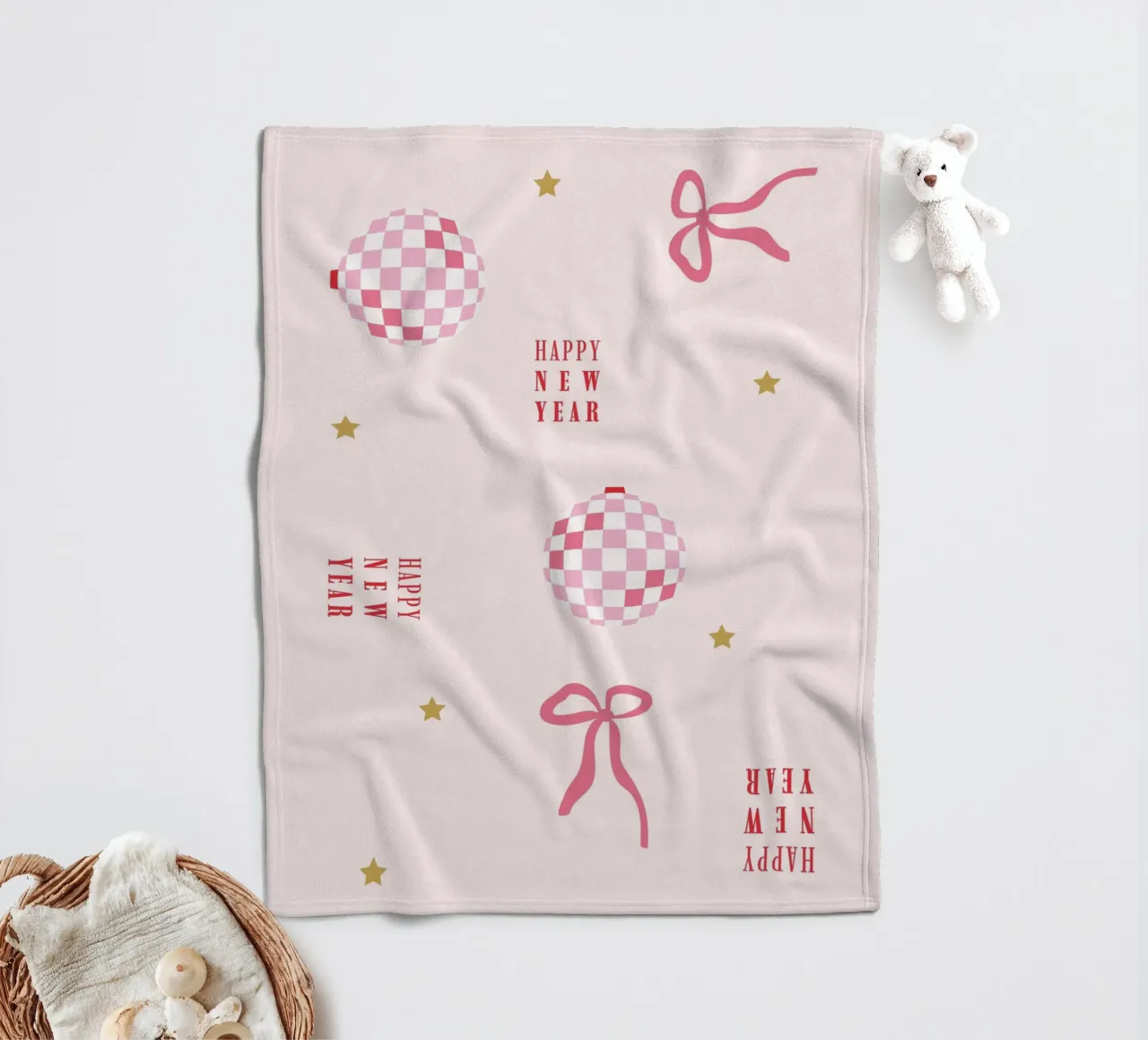 New Year Pattern fleece blanket by janamossmann