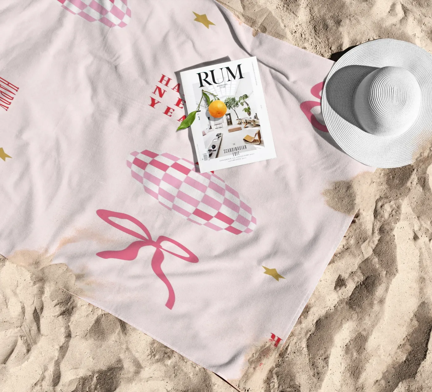 New Year Pattern beach towel by janamossmann