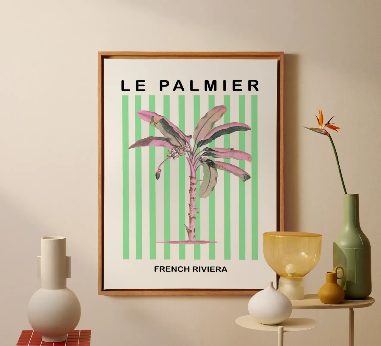 French Riviera Palm Tree Stripes tela con Cornice a cassetta da GraceDigitalArtCo