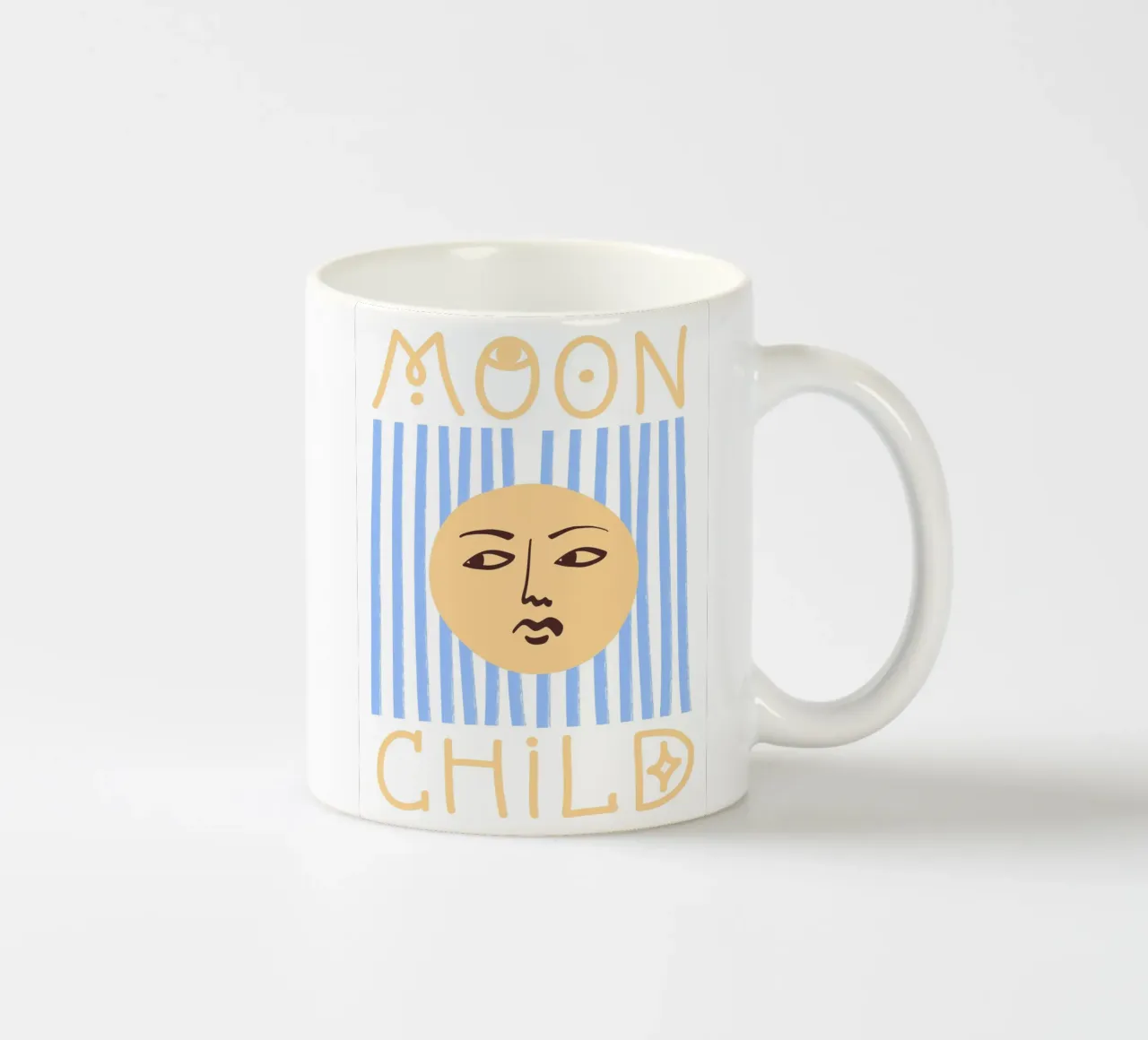 Moon Child Striped Blue and Yellow Art tazza in ceramica da GraceDigitalArtCo