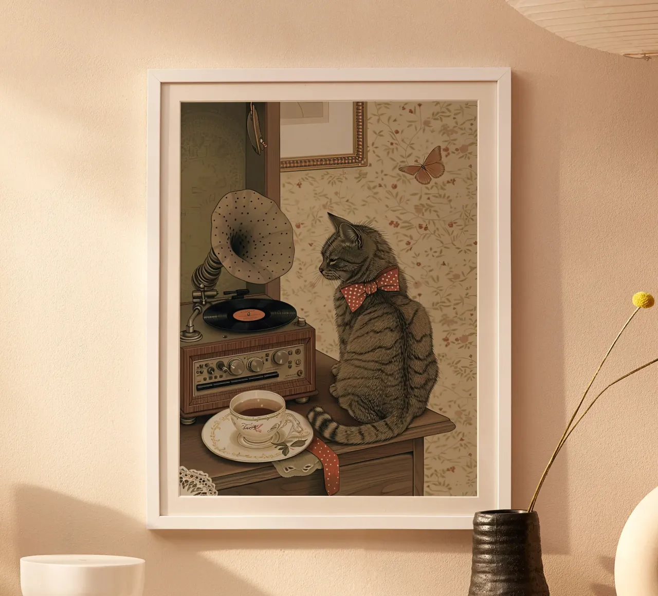 Vibrazioni vintage con un amico peloso poster con telaio in plastica da Rustic Grace Studio 02