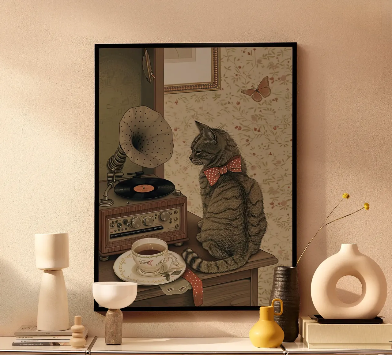 Vibrazioni vintage con un amico peloso poster con telaio in plastica da Rustic Grace Studio 02