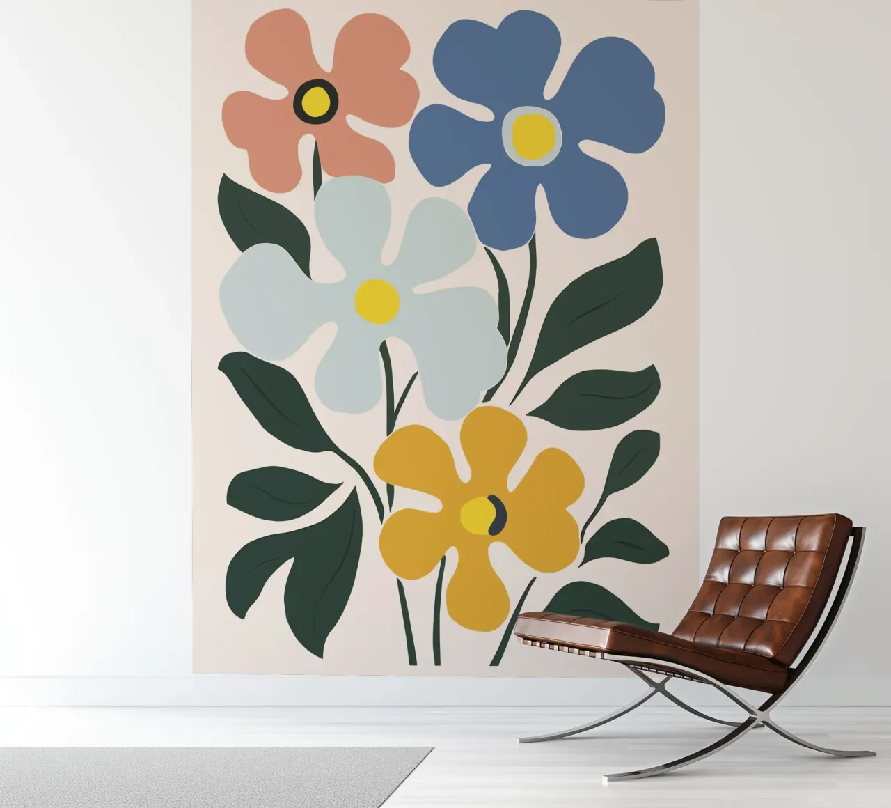 Retro floral design - Colourful wall mural & accessories photo wallpaper by Whole©
