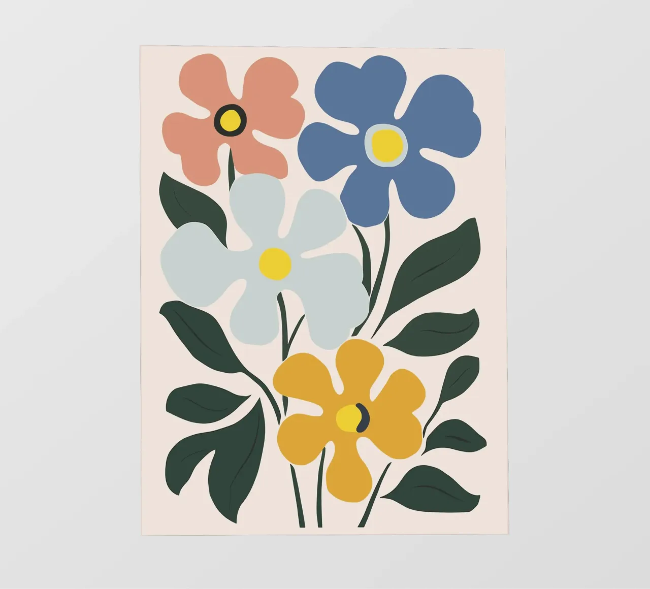 Retro floral design - Colourful wall mural & accessories photo wallpaper by Whole©
