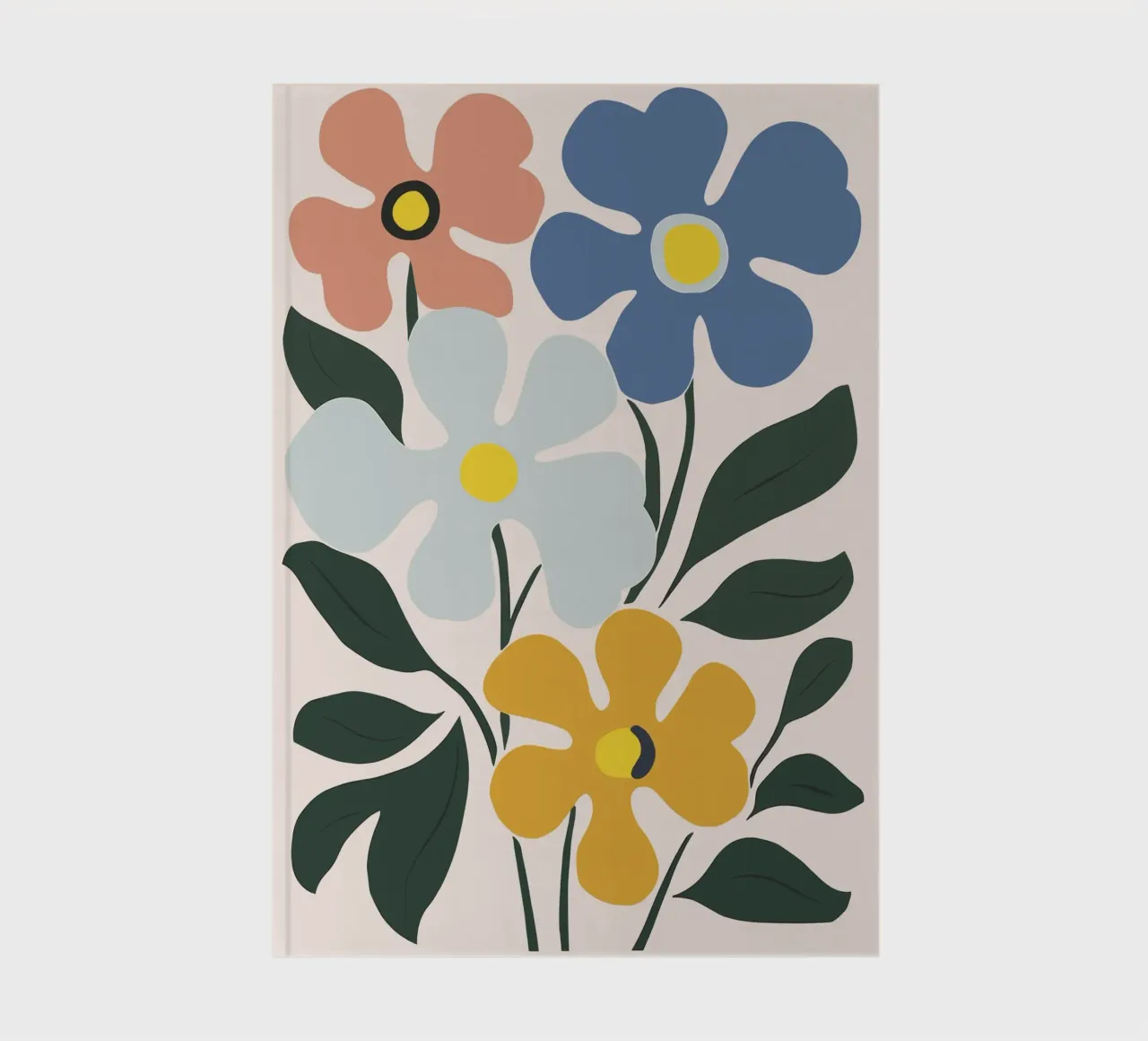 Design floral rétro - Tableau mural coloré & accessoires carnet de notes de Whole©