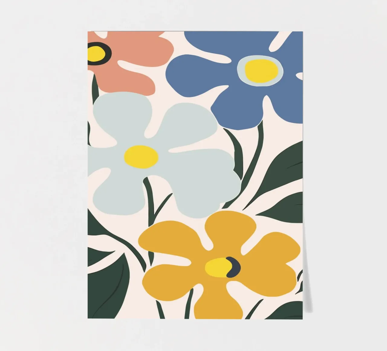Retro floral design - Colourful wall mural & accessories sticker sheet by Whole©