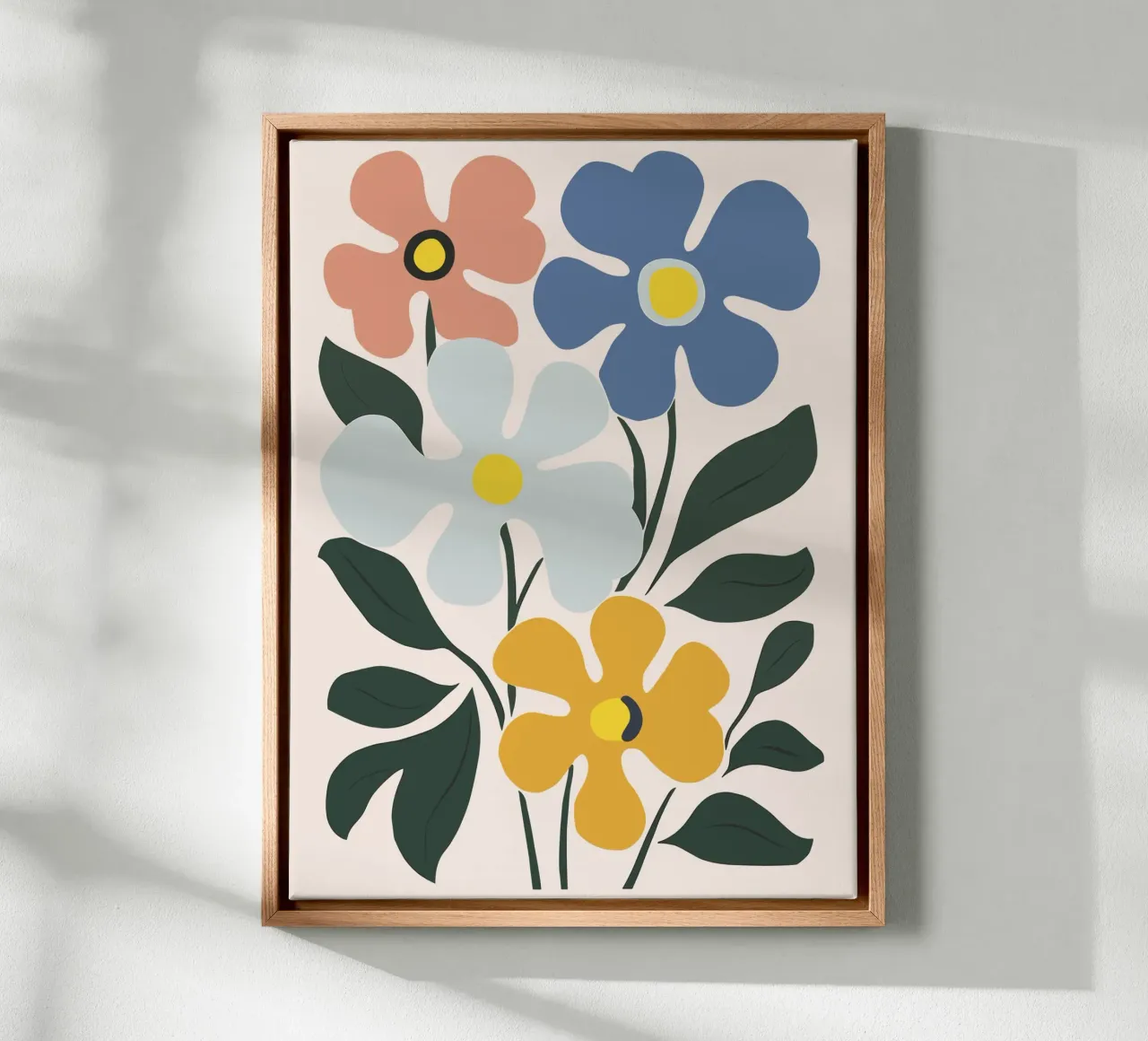 Design floreale retrò - Murale e accessori colorati tela con Cornice a cassetta da Whole©