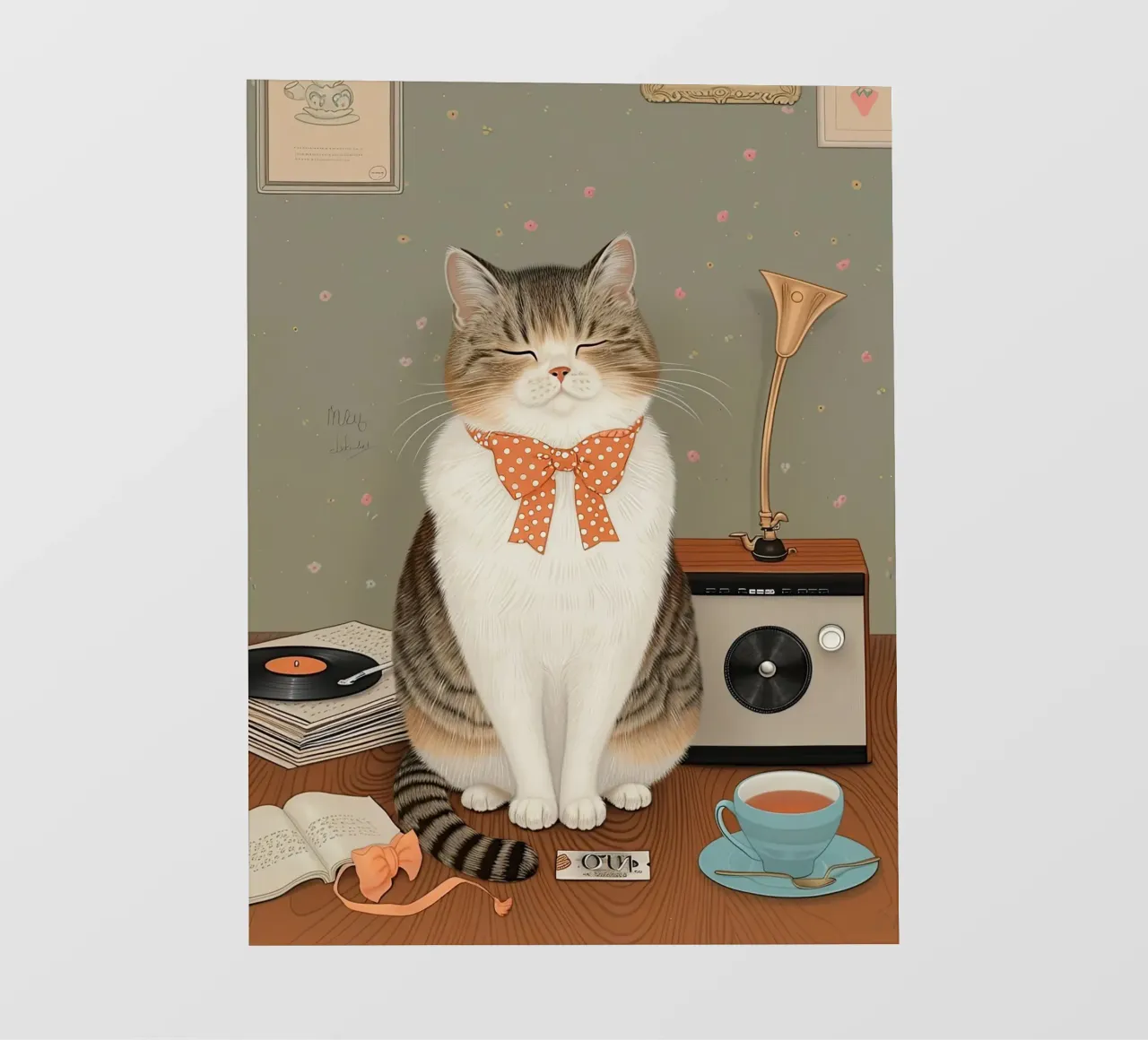 L'accogliente melodia del gatto telo in pvc da Rustic Grace Studio 02