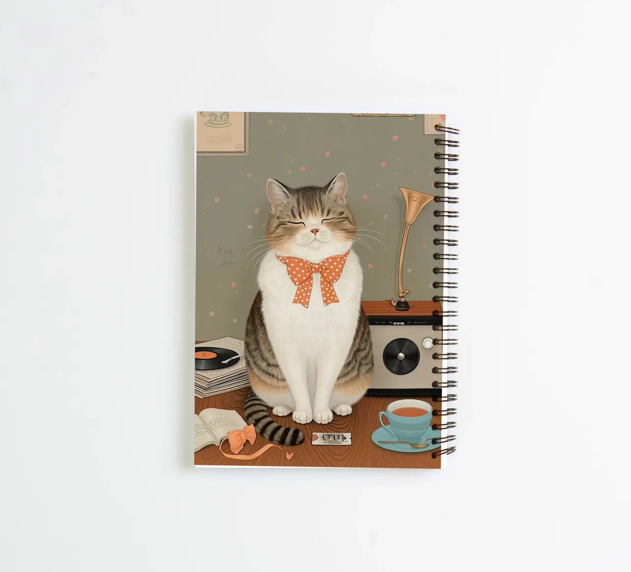 The Cat's Cozy Melody spiral notebook by Rustic Grace Studio 02