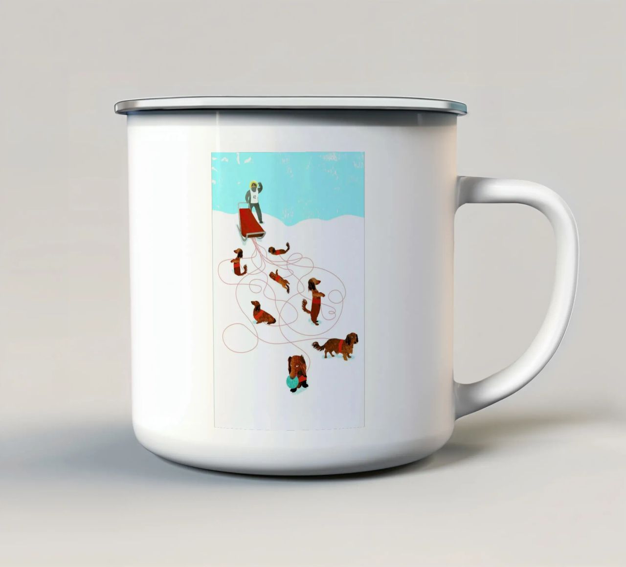 Sled dog tazza in smalto da Ellen Weinstein
