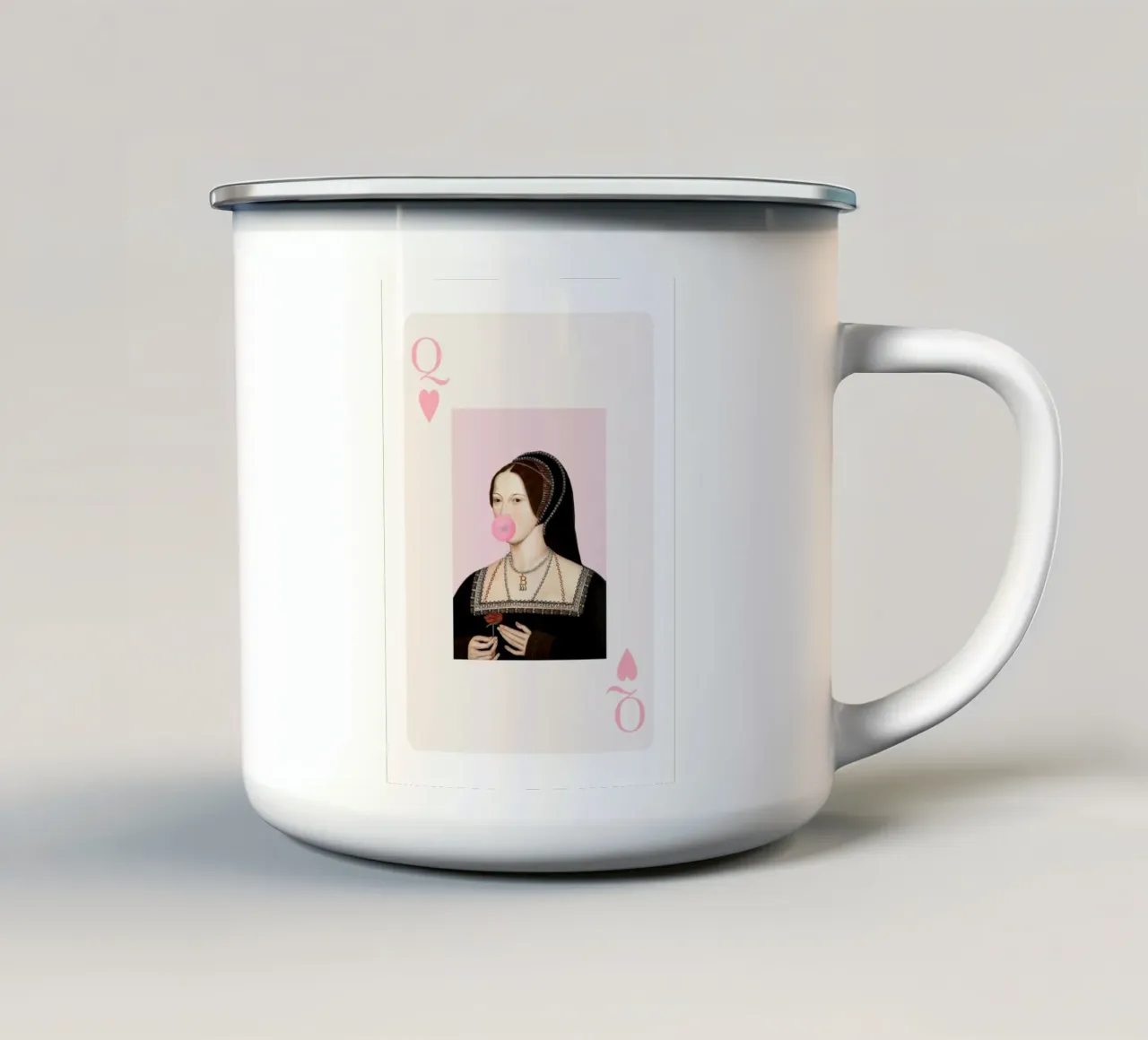 Anne Boleyn Playing Card Print tazza in smalto da GraceDigitalArtCo