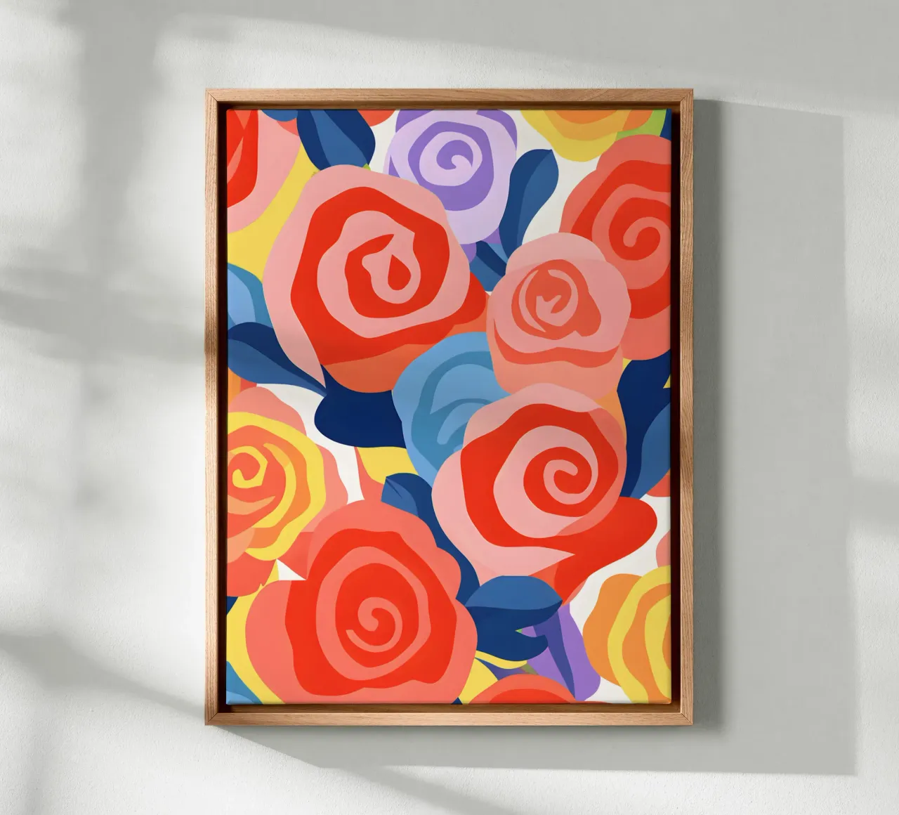 Abstracte rozen - Kleurrijk kunstontwerp & decor canvas met Baklijst van Whole©