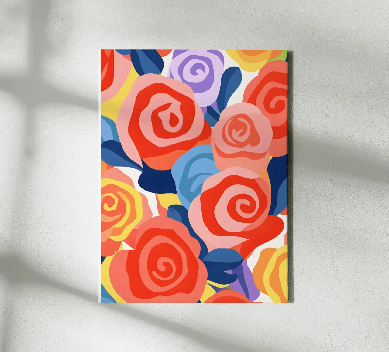 Abstracte rozen - Kleurrijk kunstontwerp & decor canvas met Baklijst van Whole©