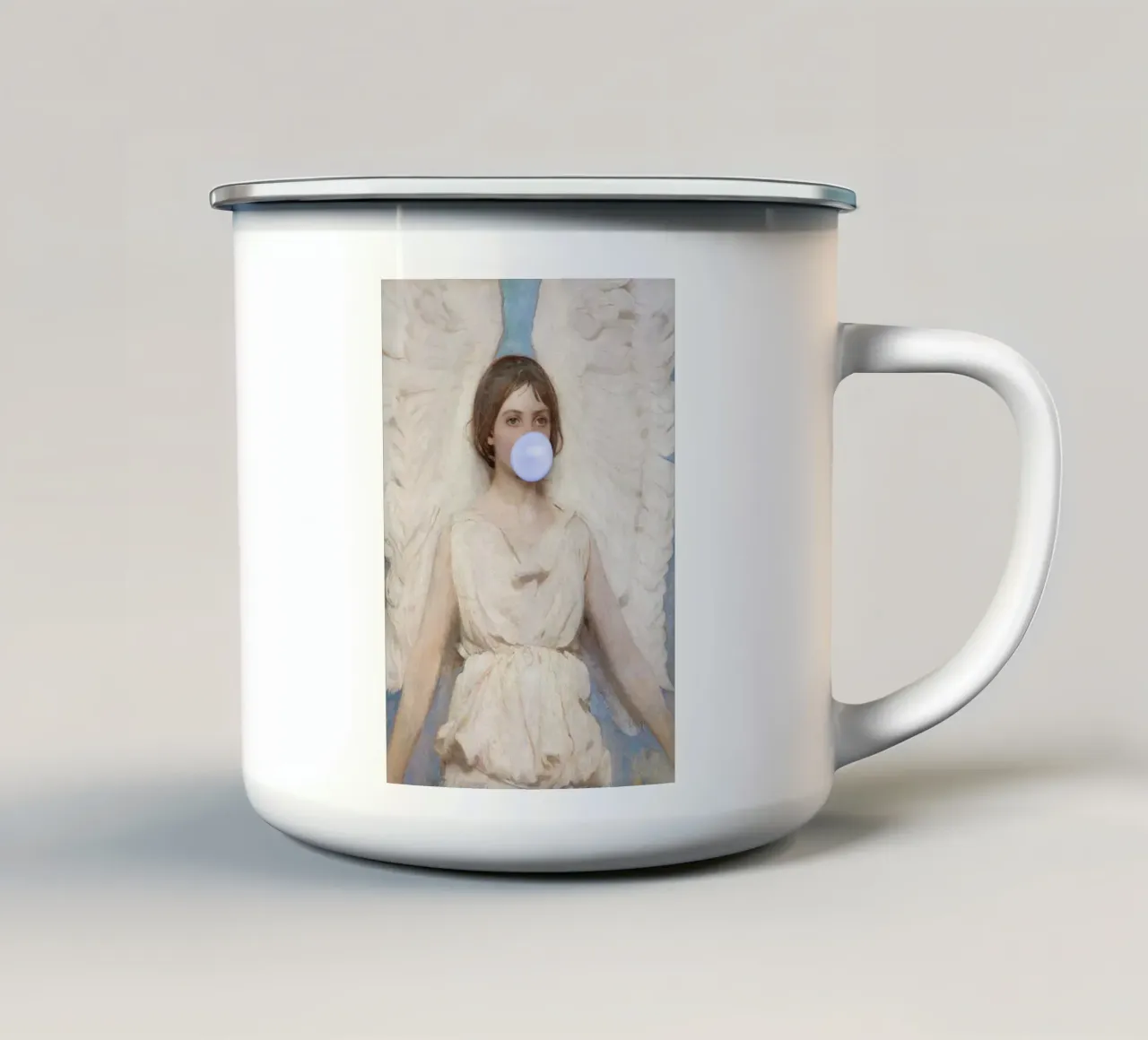 Angel with bubble-gum tazza in smalto da GraceDigitalArtCo